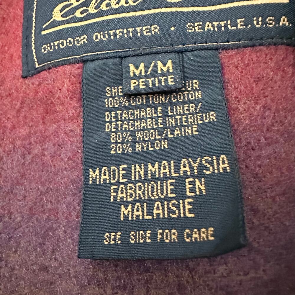 Eddie Bauer Khaki Vintage 80s Chore Jacket Tan Corduroy Collar Cuffs MP Lined - Picture 9 of 10